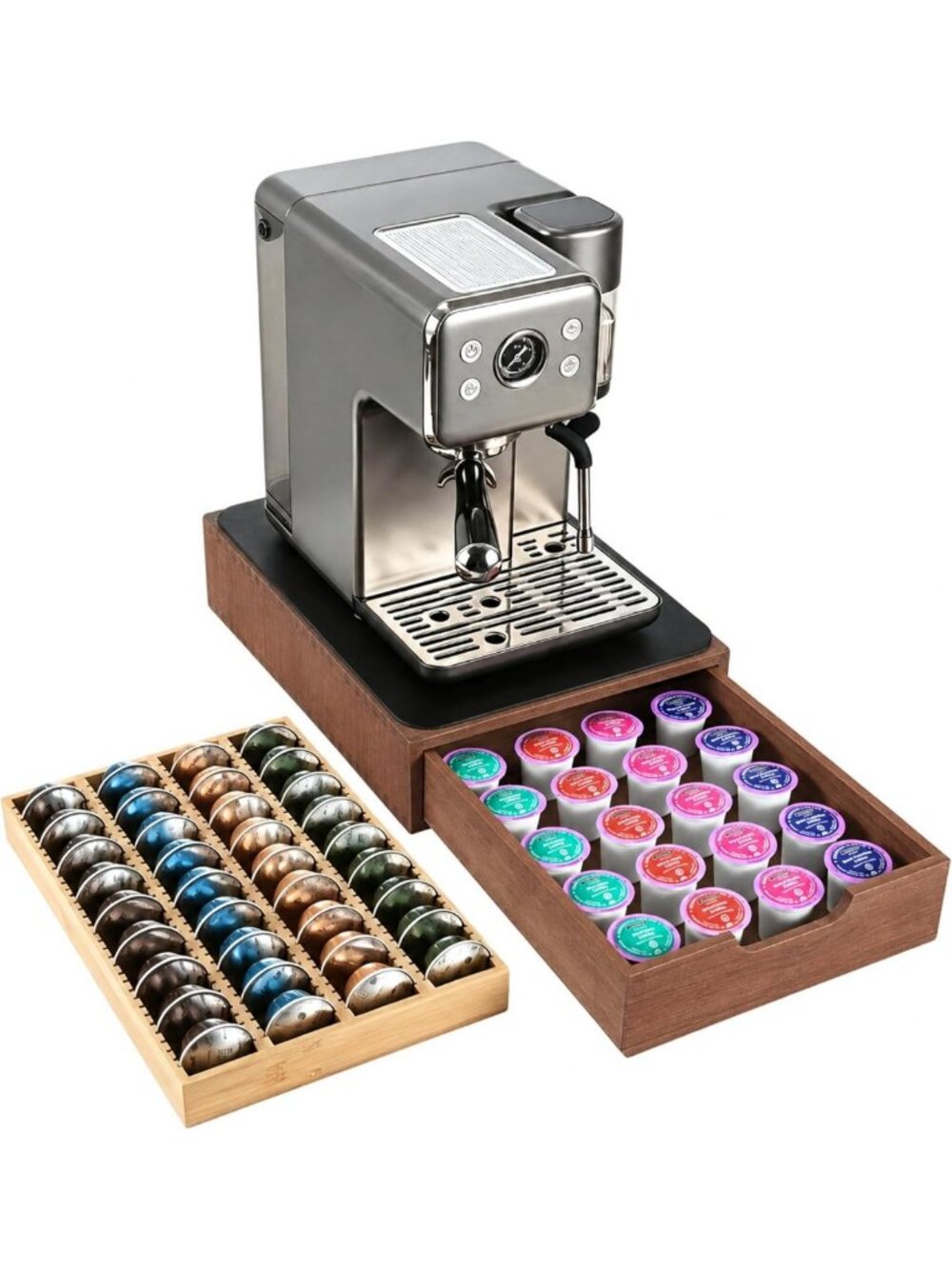 Coffee Pod Storage Drawer Organizer for K-Cup & Nespresso Capsule - Space-Saving